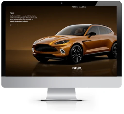 monitor with Aston Martin car 3D Configurator