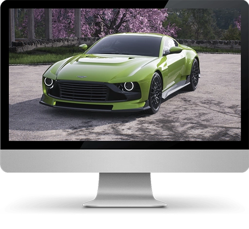 monitor with Aston Martin car 3D Configurator